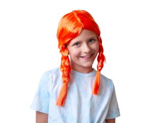 Pruik met vlechten Oranje