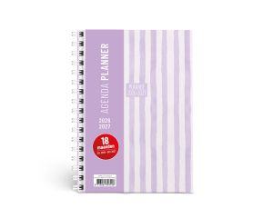 Planner 22x16cm spiraal STRIPES purple