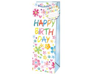Geschenktas Birthday Flowers Bottle