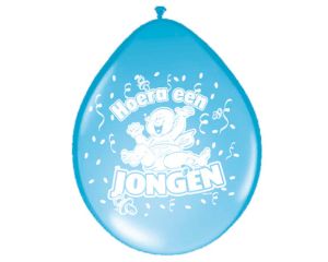 Ballonnen Hoera een jongen 8 stuks - 30cm