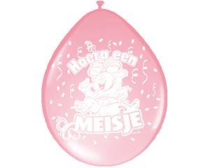 Ballonnen Hoera een meisje 8 stuks - 30cm