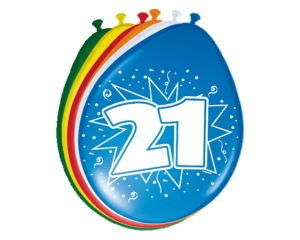 Ballonnen 21 jaar 8 stuks - 30cm