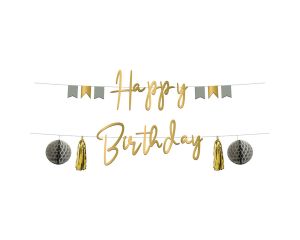 Letterslinger Happy Birthday Grijs