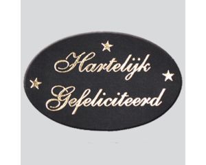 Rol etiketten Hartelijk Gefeliciteerd zwart/goud 500 stuks