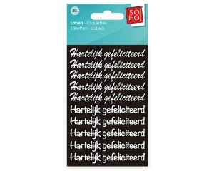 Etiketten Gefeliciteerd wit, 20 stuks #40
