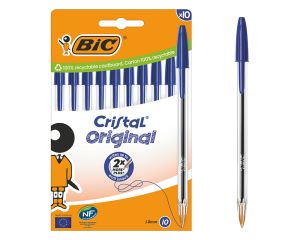 Balpen Bic Cristal blauw 8+2 stuks in hangverpakking