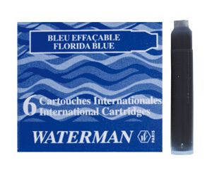 Waterman inktpatronen blauw 6 stuks kort
