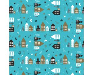 Toonbankrol Sint Huisjes Blauw 250mx30cm