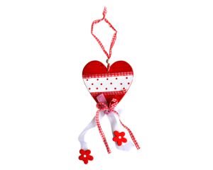 Houten hanghart rood/wit 20cm