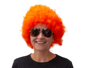 Pruik met krullen Oranje