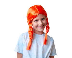 Pruik met vlechten Oranje
