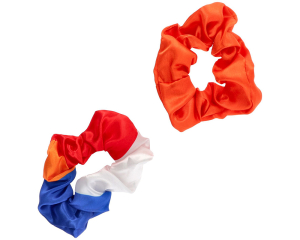 Scrunchies Rood/wit/blauw + Oranje 2 stuks