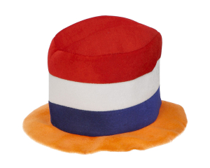 Hoed Rood/wit/blauw + oranje