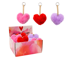 Pompom sleutelhanger Hart