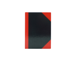 Notitieboek HK A6 lijn zwart met rode hoeken