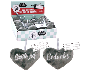 Hart pluche Liefste Juf / Bedankt 12cm