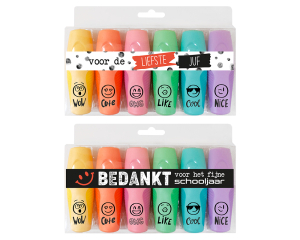 Highlighters pastel - Bedankt voor het schooljaar 6 stuks