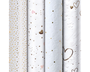 Rol kadopapier All About Love wit/goud