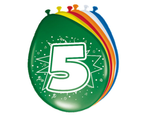 Ballonnen 5 jaar 8 stuks - 30cm