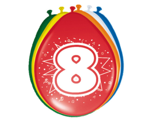 Ballonnen 8 jaar 8 stuks - 30cm
