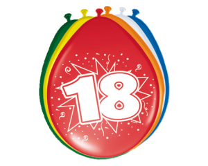 Ballonnen 18 jaar 8 stuks - 30cm
