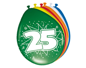 Ballonnen 25 jaar 8 stuks - 30cm