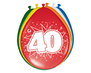 Ballonnen 40 jaar 8 stuks - 30cm