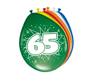 Ballonnen 65 jaar 8 stuks - 30cm
