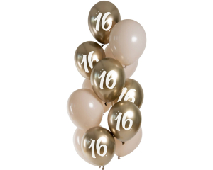 Ballonnen 16 jaar Luxe 12 stuks - 33cm