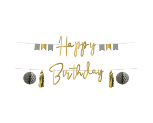 Letterslinger Happy Birthday Grijs