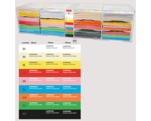 Display gekleurd papier gevuld