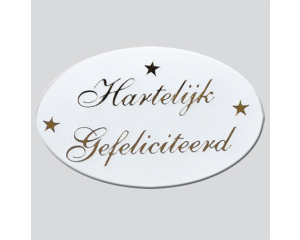 Rol etiketten Hartelijk Gefeliciteerd wit/goud 500 stuks