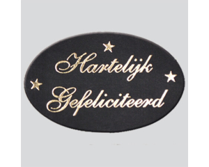 Rol etiketten Hartelijk Gefeliciteerd zwart/goud 500 stuks