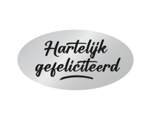 Rol etiketten - Hartelijk Gefeliciteerd zilver/zwart 500 stuks
