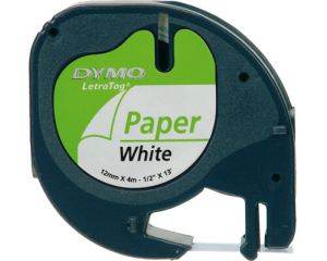 DymoTape 12mm LetraTag Papier Wit