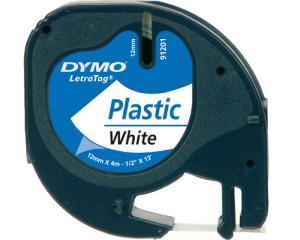 DymoTape 12mm LetraTag Plastic Wit