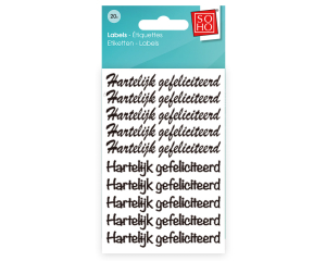 Etiketten Gefeliciteerd zwart 20 stuks #39