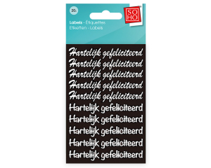 Etiketten Gefeliciteerd wit, 20 stuks #40