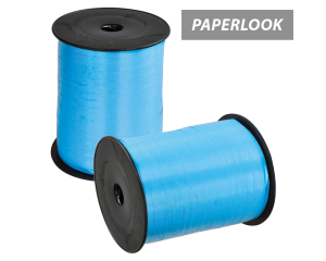 Klos sierlint paperlook l.blauw 1cm breed