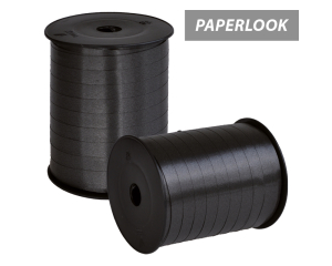 Klos sierlint paperlook zwart 1cm breed