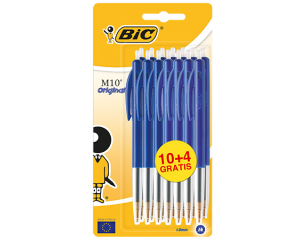Balpen Bic M10 blauw 10+4 stuks op blister