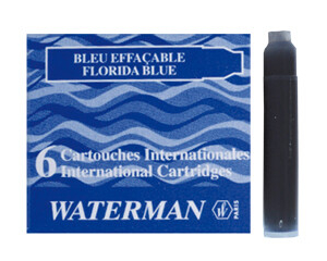 Waterman inktpatronen blauw 6 stuks kort