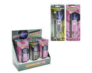 Geheimschriftpen met sleutelhanger zwart/roze