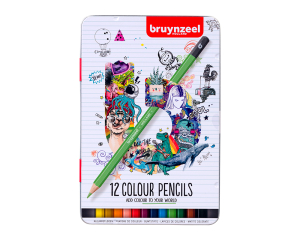 Bruynzeel College kleurpotloden in blik 12 stuks
