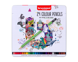 Bruynzeel College kleurpotloden in blik 24 stuks