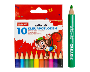 Kleurpotloden kort-dik 10 stuks KIDS