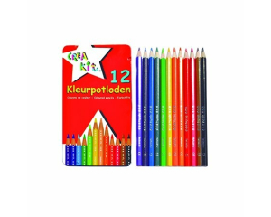 Kleurpotloden in blik 12 stuks KIDS