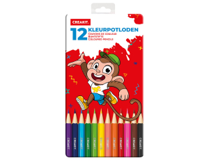 Kleurpotloden in blik 12 stuks KIDS