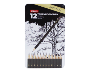 Tekenpotloden in blik 12 stuks PREMIUM