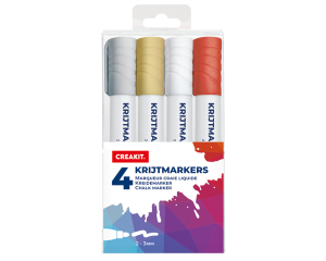 Krijtmarkers goud/zilver/wit/rood ronde punt 2-3mm